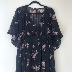 Flowy burnout velvet floral dress
